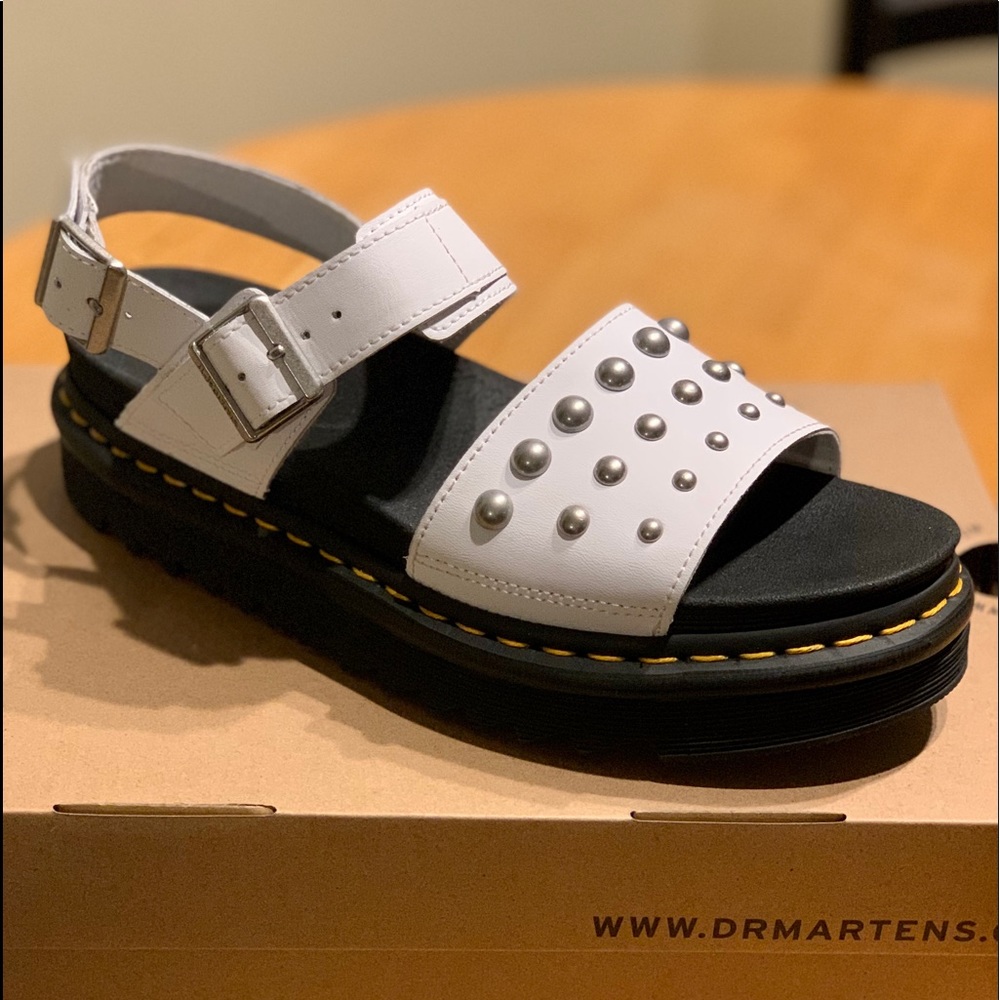 Dr. Martens Voss Stud White Platform Sandals